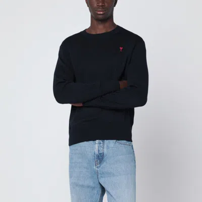 AMI ALEXANDRE MATTIUSSI AMI PARIS NAVY BLUE AMI DE COEUR SWEATER