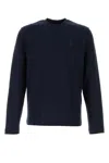 Ami Alexandre Mattiussi Crew Neck Long Sleeve Cotton T-shirt In Blue