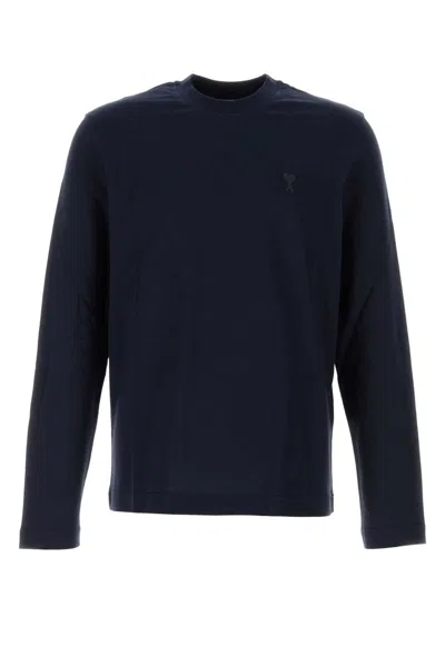 Ami Alexandre Mattiussi Ami Paris Navy Blue Cotton T-shirt