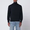 Ami Alexandre Mattiussi Wool Sweater With Turtleneck And Ribbed Finish In Blue