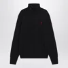 Ami Alexandre Mattiussi Ami Paris Ami De Coeur Merino Wool Turtleneck Sweater In Black