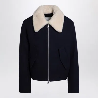 AMI ALEXANDRE MATTIUSSI AMI PARIS NAVY BOMBER JACKET WITH COLLAR