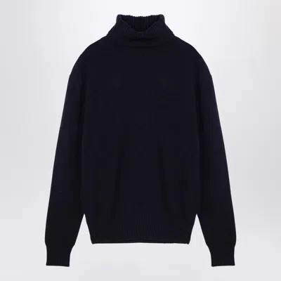 Ami Alexandre Mattiussi Ami Paris Navy Cashmere Turtleneck Jumper Men In Blue