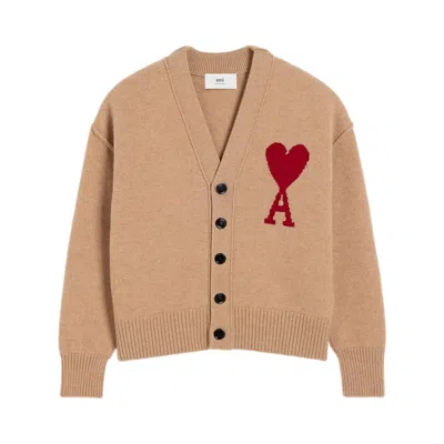 AMI ALEXANDRE MATTIUSSI AMI PARIS NEUTRALS KNITWEAR - CARDIGANS WOMEN