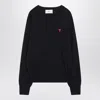 Ami Alexandre Mattiussi Ami Paris Ami De Coeur Wool Crewneck Sweater In Black