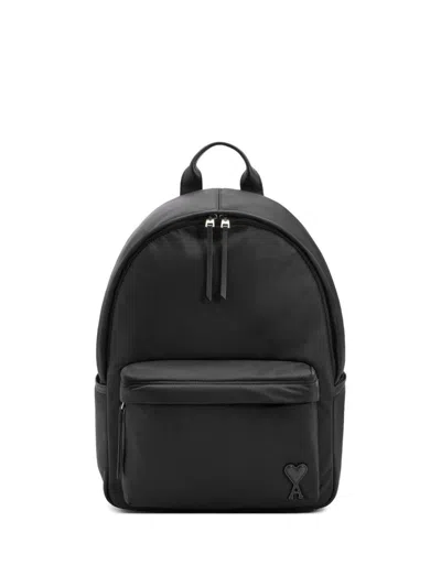 Ami Alexandre Mattiussi Ami Paris Nylon Backpack In Black