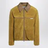 Ami Alexandre Mattiussi Ami Paris Ami Yellow Shearling Jacket With Contrast Collar In Orange