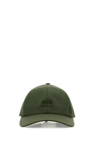 Ami Alexandre Mattiussi Ami Paris Olive Green Nylon Baseball Cap