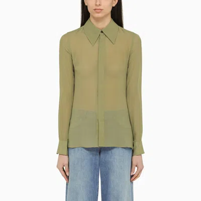 Ami Alexandre Mattiussi Olive Green Silk Shirt