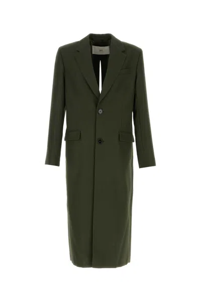 Ami Alexandre Mattiussi Ami Paris Olive Green Wool Coat