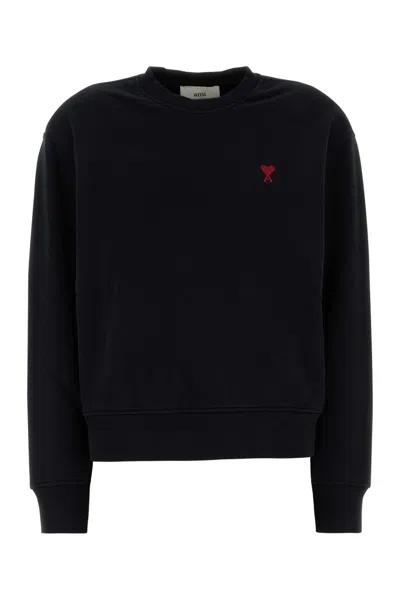 Ami Alexandre Mattiussi Ami Paris Organic Cotton With Logo Embroidery Sweatshirt In Black