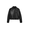 Ami Alexandre Mattiussi Logo-lettering Leather Bomber Jacket In Black