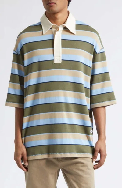 Ami Alexandre Mattiussi Ami Paris Cotton Oversized Stripe Polo Shirt In Green