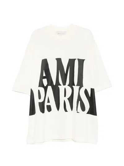 Ami Alexandre Mattiussi Ami Paris Oversized Fit Short Sleeve T-shirt With Paint Print In Neutral