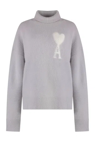 Ami Alexandre Mattiussi Ami Paris Oversized Turtleneck Sweater In Gray