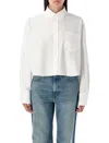 Ami Alexandre Mattiussi White Cotton Ami De Coeur Cropped Oversized Shirt White In White
