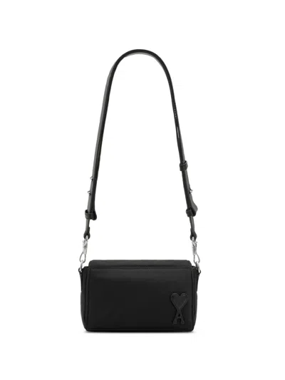 Ami Alexandre Mattiussi Ami Paris Padded Canvas Crossbody Bag In Black