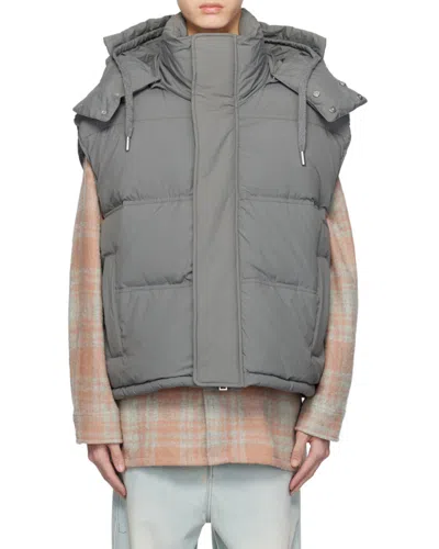 Ami Alexandre Mattiussi Ami Paris Padded Hooded Gilet In Gray