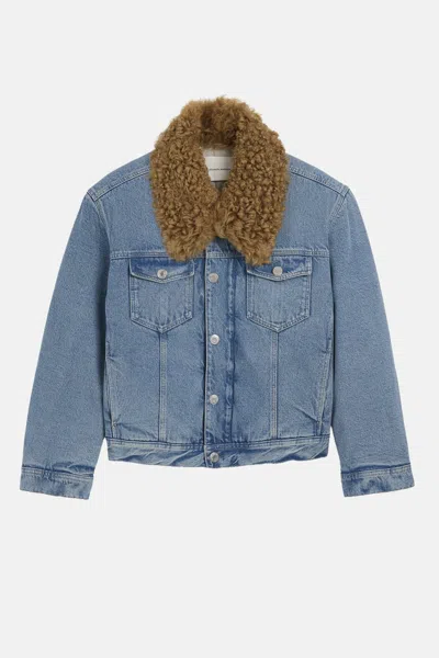 Ami Alexandre Mattiussi Ami Paris Padded Sherling Trucker Jacket In Blue