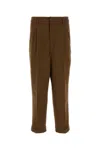 Ami Alexandre Mattiussi Tailored Wool Trousers Pleated Front In Brown