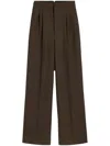 Ami Alexandre Mattiussi High Waist Wool Wide Pants In Dark Coffee