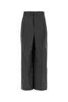 Ami Alexandre Mattiussi Wide Leg Wool Trousers With Pleated Front In Gray