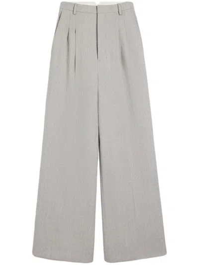 Ami Alexandre Mattiussi Pleated Palazzo Pants In Light Heather Grey