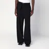 Ami Alexandre Mattiussi Ami Paris Men Black Pants With Elastic Waist With Drawstring In Virgin Wool Man In Black