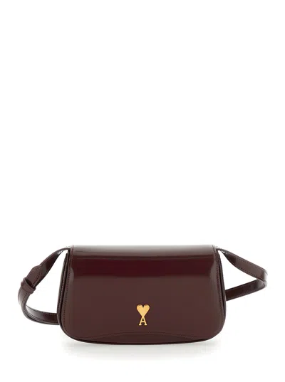 Ami Alexandre Mattiussi Ami Paris 'paris Paris' Bordeaux Crossbody Bag With Adc Patch On The Front In Leather Woman