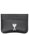 Ami Alexandre Mattiussi Black Paris Paris Card Holder In 0014 Black/vibrated Silver