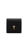 Ami Alexandre Mattiussi Black Paris Paris Compact Wallet In Black/vibrated Brass