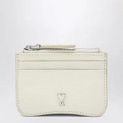 Ami Alexandre Mattiussi Ami Paris Paris Paris Ivory Leather Card Holder In White