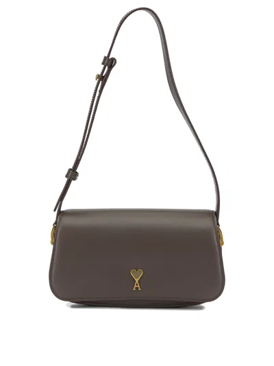 Ami Alexandre Mattiussi Ami Paris "paris Paris" Small Shoulder Bag In Brown
