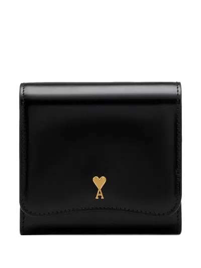 Ami Alexandre Mattiussi Ami Paris Paris Paris Stud Leather Wallet In Noir