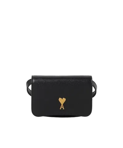 Ami Alexandre Mattiussi Ami Paris Paris Strap Card Holder In Black