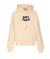Ami Alexandre Mattiussi Logo Cotton Hoodie In Neutral
