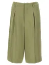 Ami Alexandre Mattiussi Ami Paris Pin Tuck Bermuda Shorts In Green
