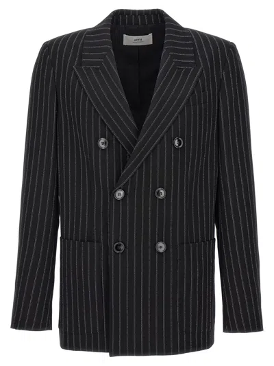 Ami Alexandre Mattiussi Ami Paris Pinstriped Double-breasted Blazer In Multicolor