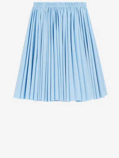 Ami Alexandre Mattiussi Ami Paris Pleated Cotton Skirt In Blue