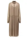 Ami Alexandre Mattiussi Pleated Midi Shirt Dress In Nude