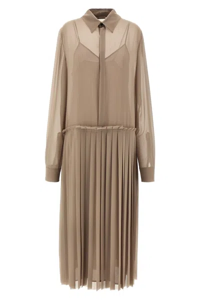 AMI ALEXANDRE MATTIUSSI AMI PARIS 'PLEATED MIDI' DRESS