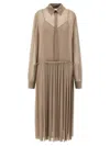Ami Alexandre Mattiussi Pleated Midi Shirt Dress In Nude