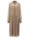 Ami Alexandre Mattiussi Pleated Midi Shirt Dress In Nude