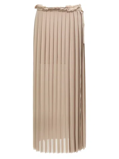 Ami Alexandre Mattiussi Ami Paris Pleated Polyester Crêpe Skirt In Beige