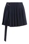 Ami Alexandre Mattiussi Pleated Virgin Wool Miniskirt In Blue