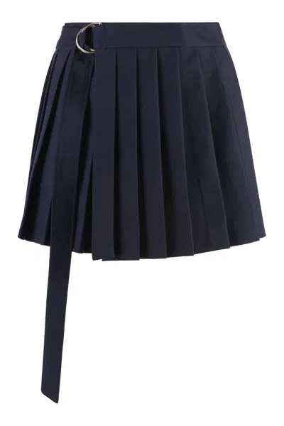 Ami Alexandre Mattiussi Pleated Virgin Wool Miniskirt In Blue