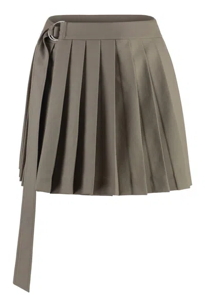 Ami Alexandre Mattiussi Pleated Skirt In Brown