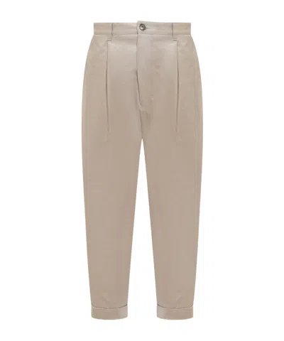 Ami Alexandre Mattiussi Ami Paris Pleated Tapered Leg Trousers In Nude
