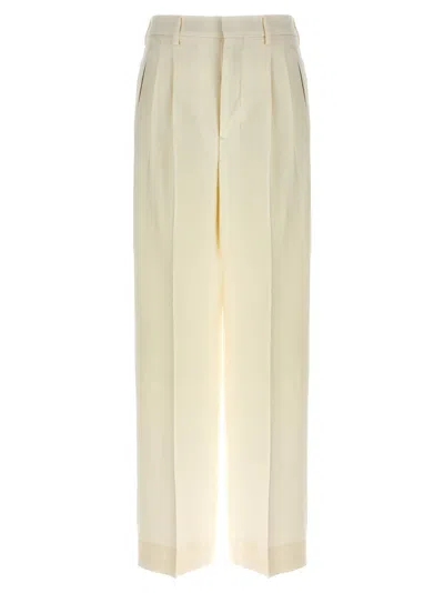 Ami Alexandre Mattiussi Ami Paris Pleated Wool Trousers In Neutral