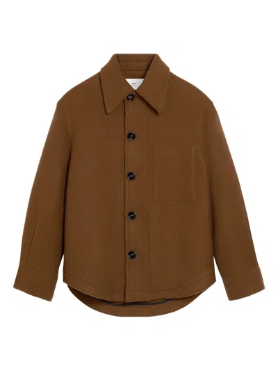 Ami Alexandre Mattiussi Ami Paris Point-collar Shirt Jacket In Brown